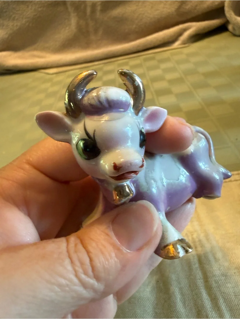 Vintage Anthropomorphic Purple Cow Salt & Pepper Shakers Japan read description